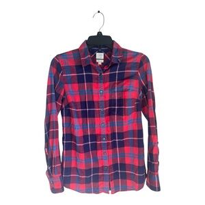 NWT J. Crew Red and Blue Plaid Button Down Flannel